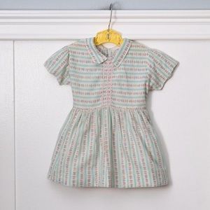 Vintage Spring Summer Striped Floral Dress Easter